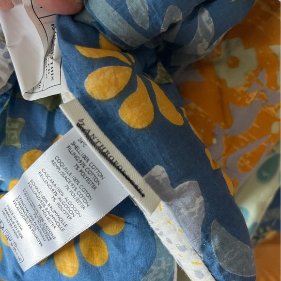 Anthropologie Talula Cotton Handcrafted Quilt with Euro Sham Size Queen NWT - Picture 11 of 17